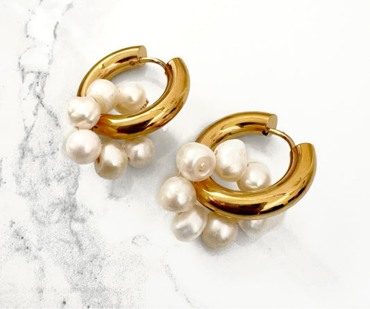 Arracadas Perlas Flotantes