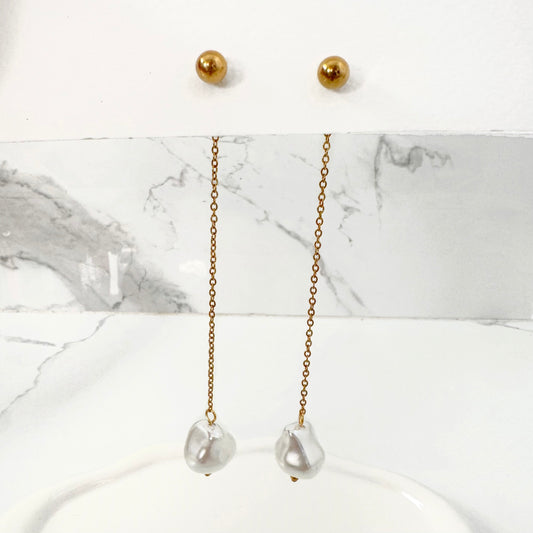 Aretes Perlas Colgantes