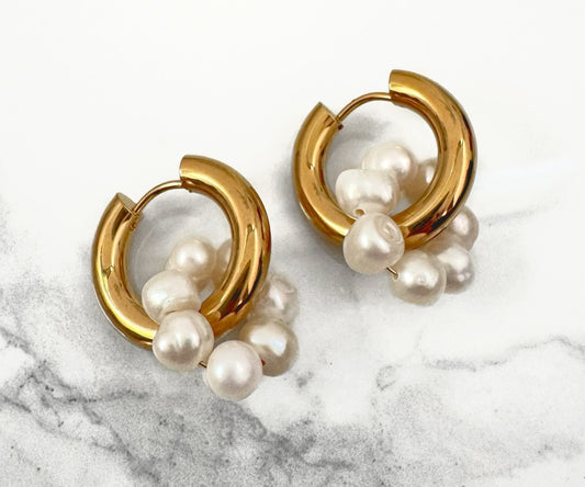 Arracadas Perlas Flotantes