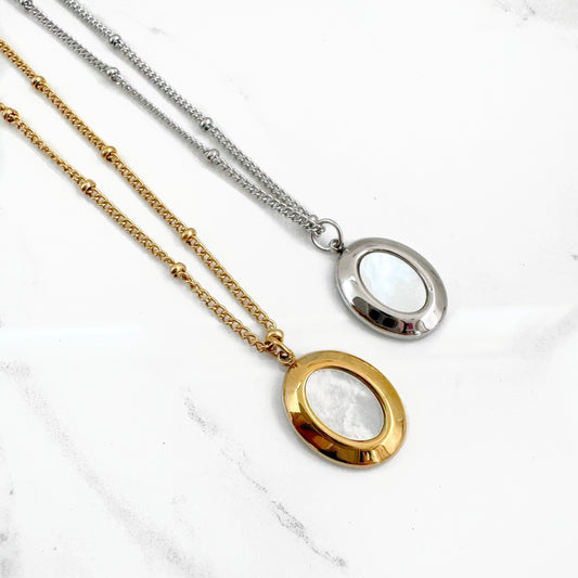 Collar Oval Concha Nácar