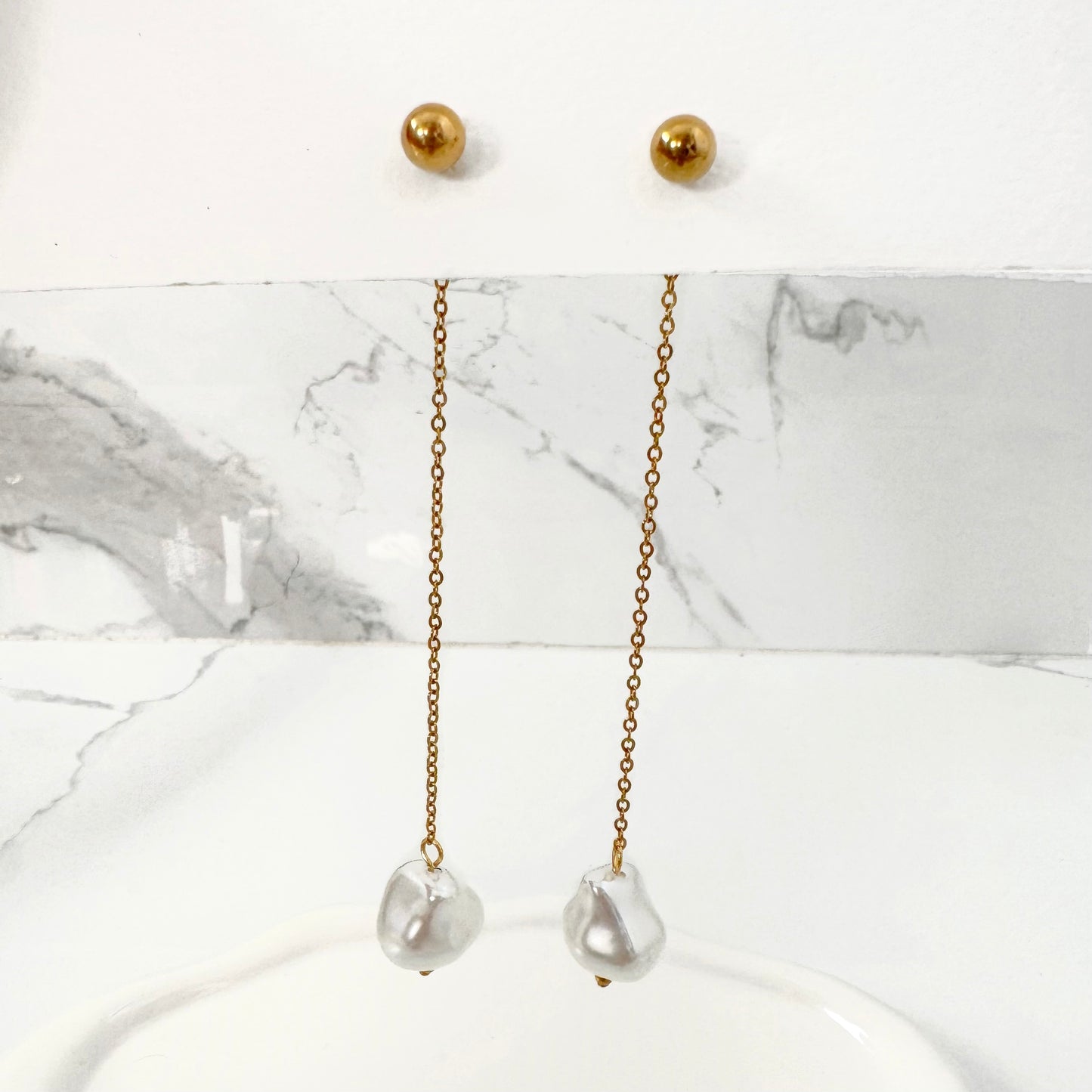 Aretes Perlas Colgantes