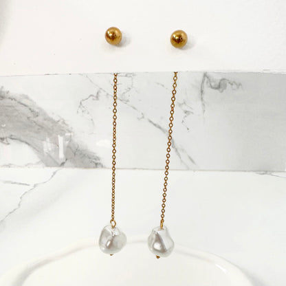 Aretes Perlas Colgantes